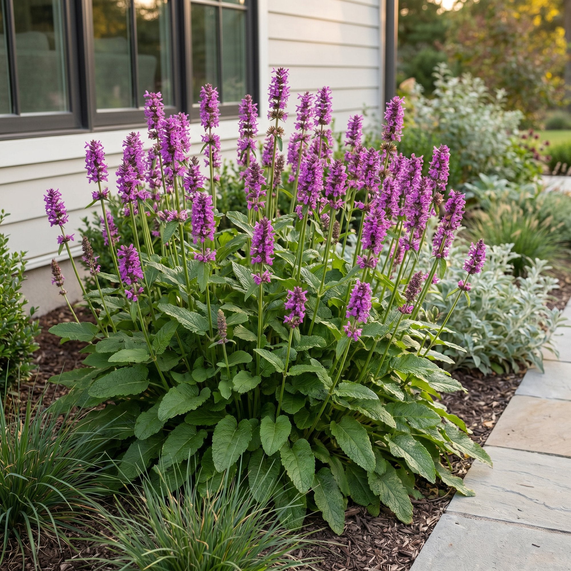 Vasteplant - Stachys mon. Hummelo - Ezeloor - Bijen- en vlinderlokkers - Paars - 24 Planten - Pot 11cm - Hoogte 15-25cm