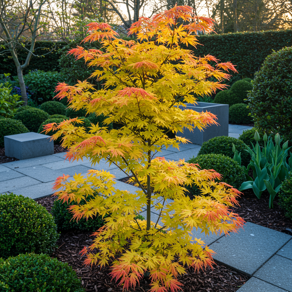 Terrasplant - Japanse Esdoorn - Acer palmatum Orange Dream - Oranje - 2 Planten - Bladverliezend - Pot 19cm Hoogte 70cm