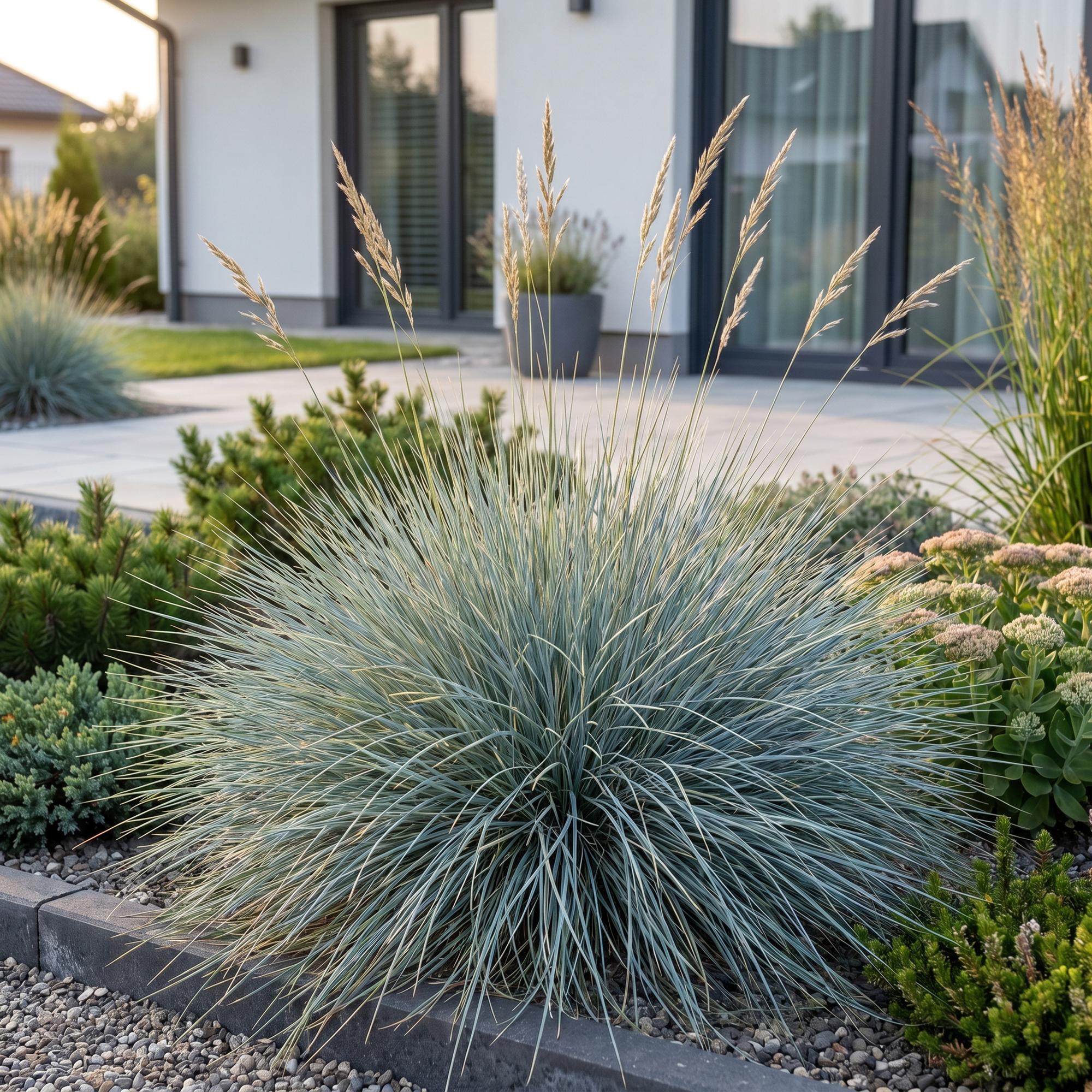 Vasteplant - Festuca glauca - Blauwgras - Groenblijvend - Blauw - 1 Plant - Pot 11cm - Hoogte 15-25cm
