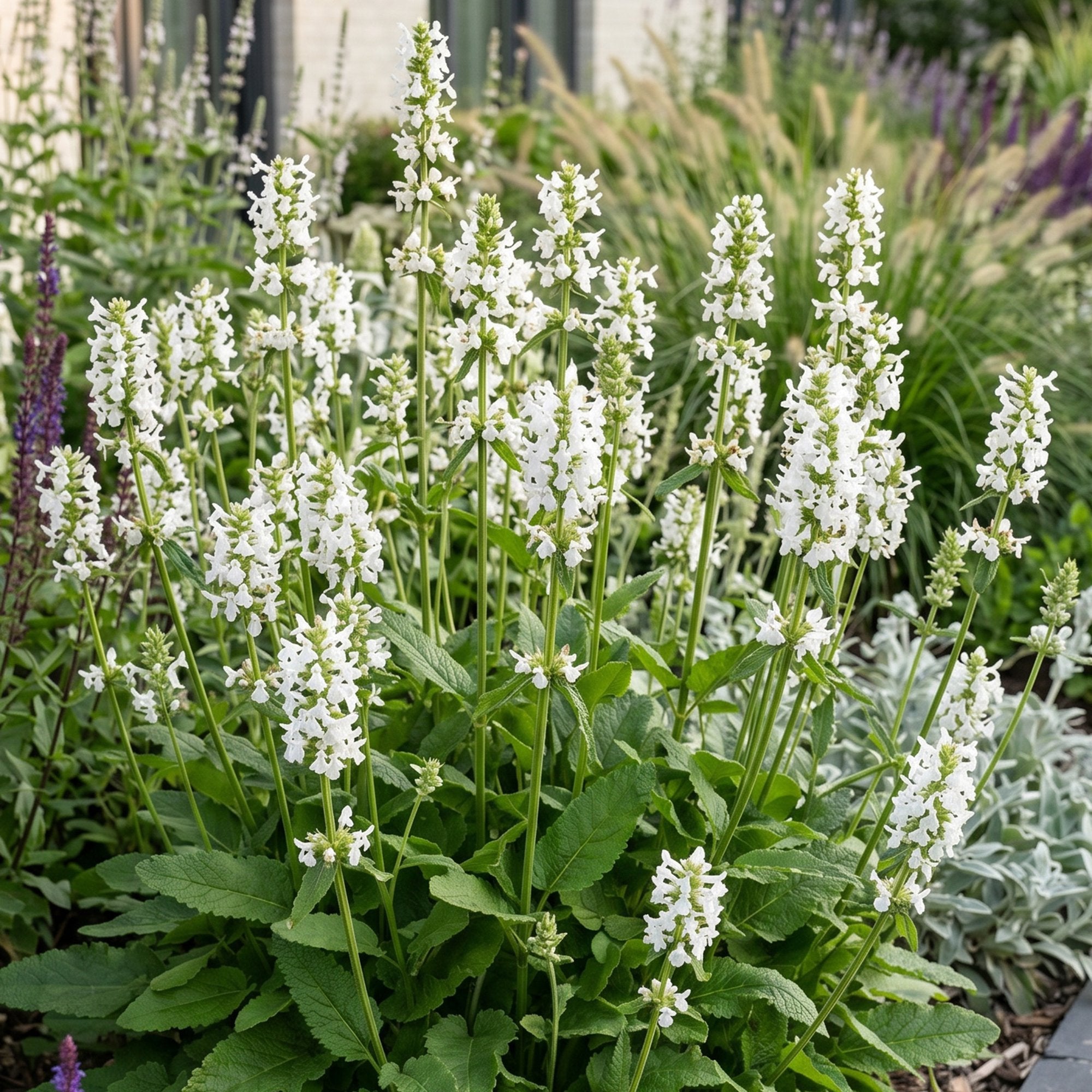 Vasteplant - Stachys off. Alba - Ezeloor - Bijen- en vlinderlokkers - Wit - 12 Planten - Pot 11cm - Hoogte 15-25cm